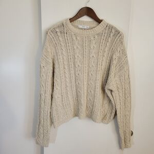 MNG Cream Cable Knit Sweater